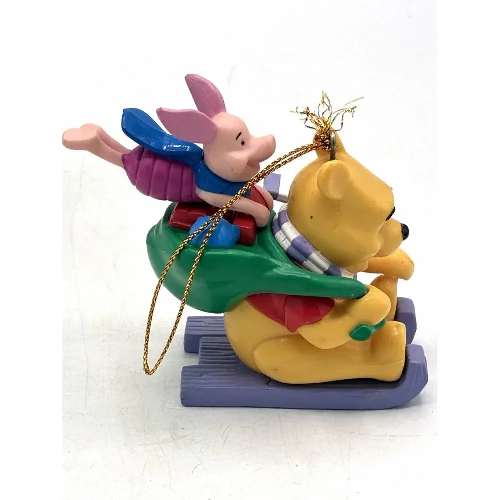 Vintage Winnie The Pooh And Piglet Christmas Tree Ornament Sleigh Sled Noma